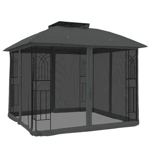 vidaXL Gazebo with Double Roof&Mesh Walls Anthracite 9.6'x9.6' Steel