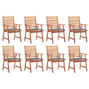 vidaXL Outdoor Chair Set of 8 Natural Solid Acacia wood Standard