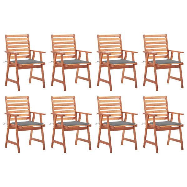 vidaXL Outdoor Chair Set of 8 Natural Solid Acacia wood Standard