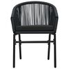 vidaXL Garden Dining Set Black Powder-Coated Steel, PVC Rattan, Glass