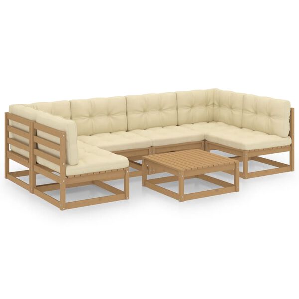 vidaXL Garden Lounge Set Honey Brown Solid pinewood, fabric (100% polyester)