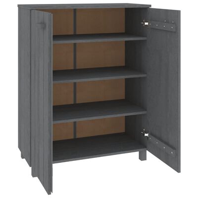 vidaXL Shoe Cabinet HAMAR Dark Gray 33.5"x15.7"x42.5" Solid Wood Pine