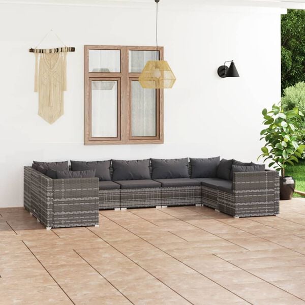 vidaXL Garden Lounge Set Grey PE rattan Large Modular