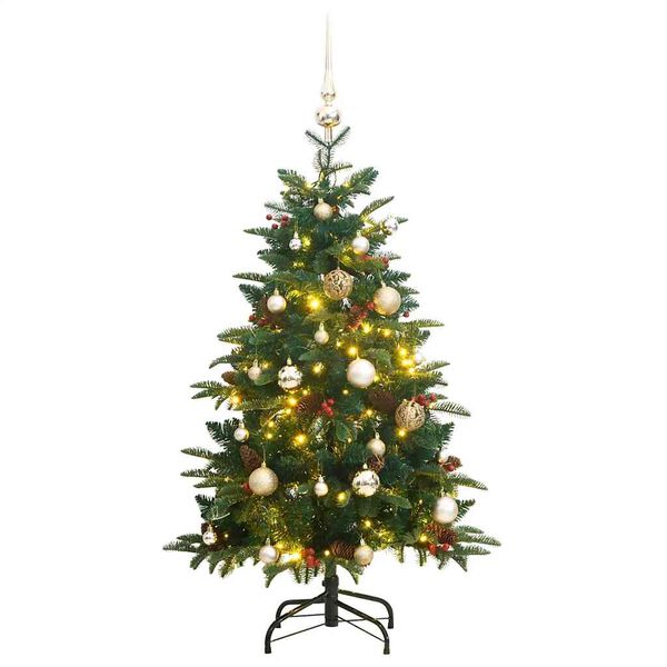 vidaXL Artificial Hinged Christmas Tree 150 LEDs & Ball Set 59.1"