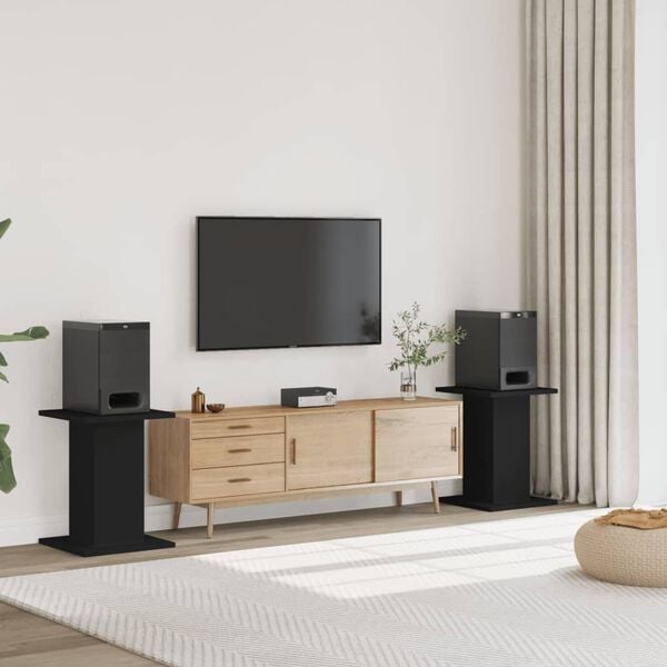 vidaXL Speaker Stands 2 pcs Black 11.8x11.8x23.6" Engineered Wood