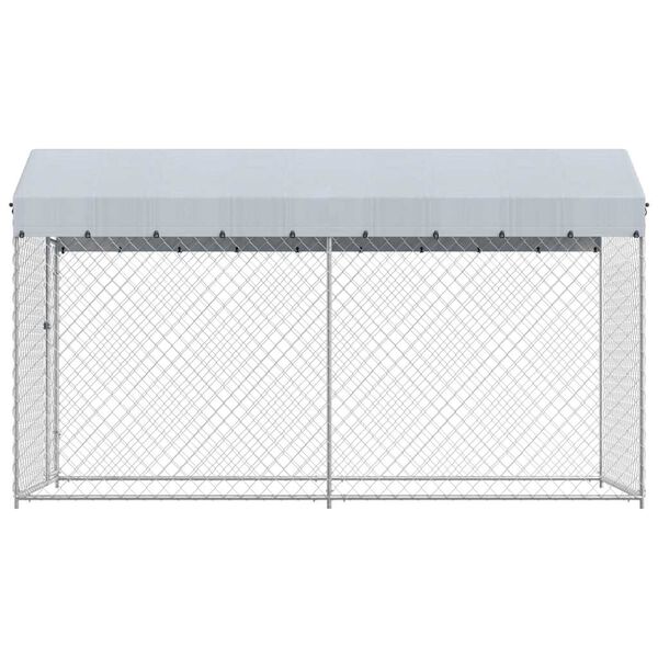 vidaXL Dog Kennel Grey Galvanized steel and polyethylene Large
