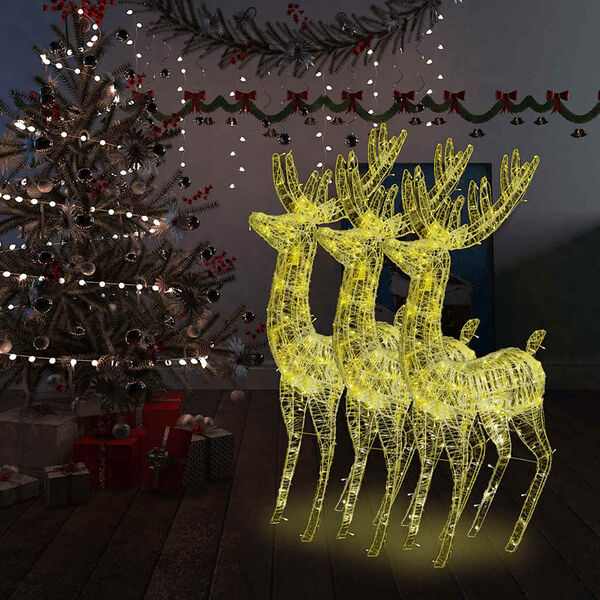 vidaXL Christmas Reindeer Set of 3 Warm White Acrylic XXL