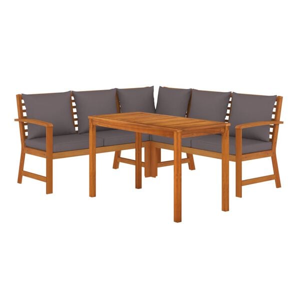 vidaXL Patio Dining Set Natural wood & Dark Grey