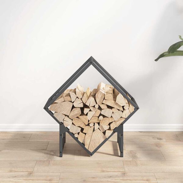 vidaXL Firewood Rack Anthracite 19.7x9.8x19.7" Cold-rolled steel