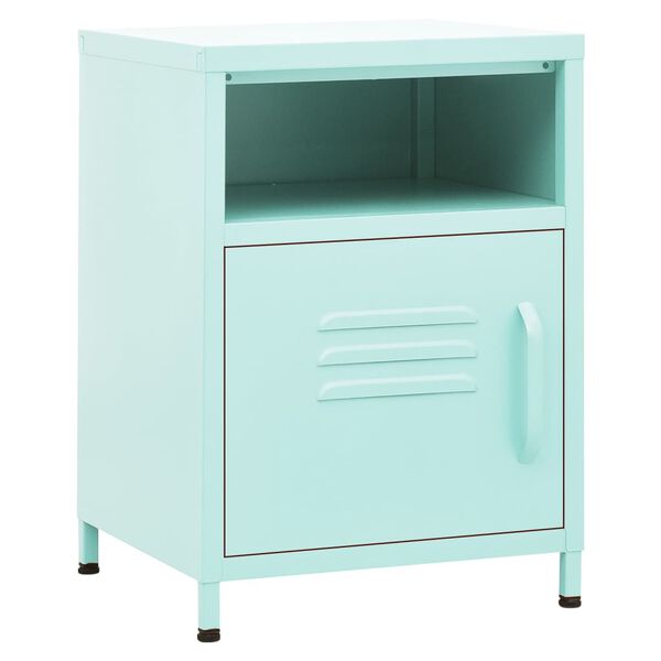 vidaXL Nightstand Set of 2 Mint Steel Small Nightstand Square