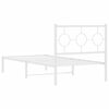 vidaXL Bed Frame White Powder-coated steel Twin Bed Frame Rectangular