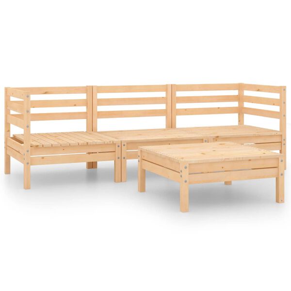 vidaXL Garden Lounge Set Natural Wood Solid Pine Wood Standard Modular