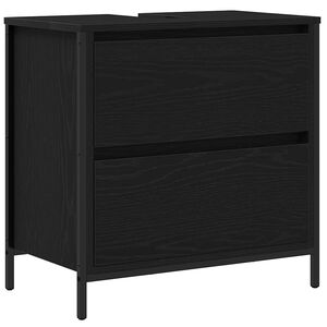 vidaXL Bathroom Sink Cabinet Black Oak Engineered Wood, Steel Medium