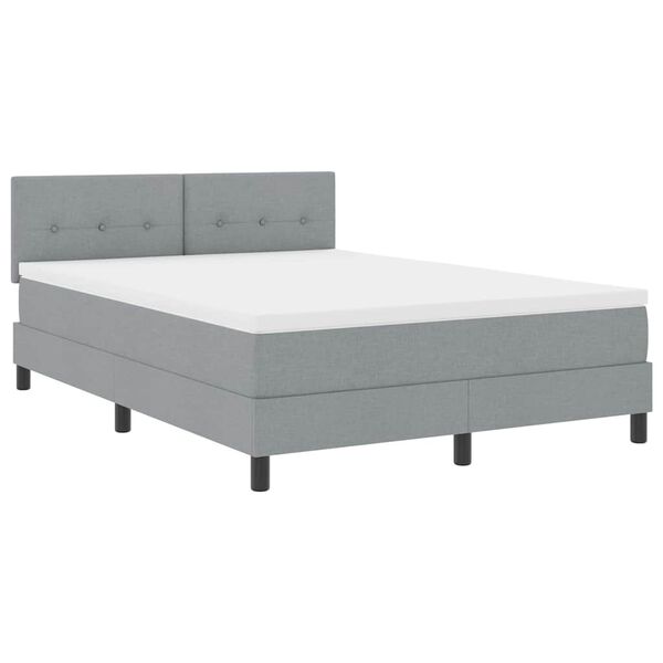 vidaXL Box Spring Bed with Mattress Light gray 55.1" x 74.8" fabric
