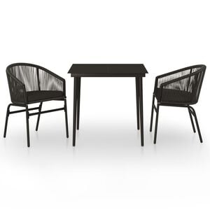 vidaXL Garden Dining Set Black Powder-coated steel, glass, PVC rattan
