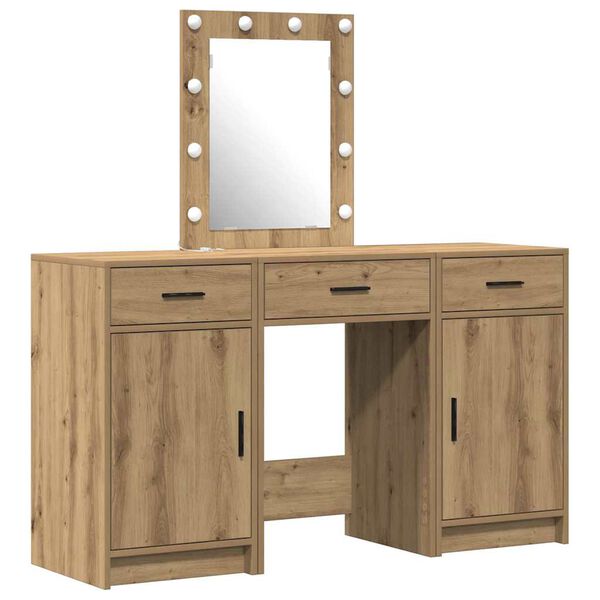 vidaXL Dressing Table Brown 19.69 x 16.14 x 53.15 in Engineered Wood