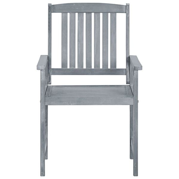 vidaXL Garden Chair Set of 2 Grey Solid Acacia wood Medium Tough