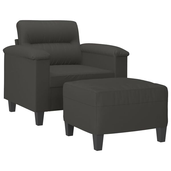 vidaXL Sofa Chair With Footstool Dark Grey