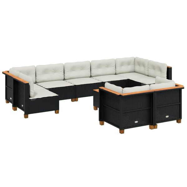 vidaXL Garden Sofa Set Black, Cream White