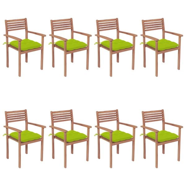 vidaXL Patio Chair Set of 8 Teak Teak Wood Standard size for chairs