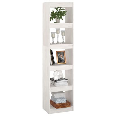 vidaXL Book Cabinet/Room Divider White 15.7"x11.8"x65.9" Solid Wood Pine