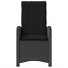 vidaXL Reclining Patio Chair with Cushions Black Poly Rattan