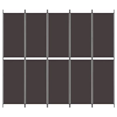 vidaXL 5-Panel Room Divider Brown 98.4"x86.6" Fabric