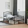 vidaXL Bed Frame Black Powder-Coated Steel Twin Bed Frame Rectangular