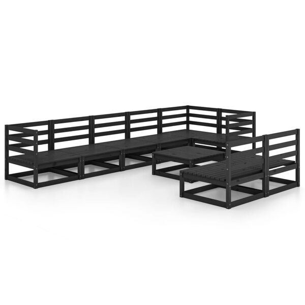 vidaXL Garden Lounge Set Black Solid Pinewood Medium Modular