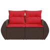 vidaXL Patio Sofa with Cushions 2-Seater Brown Poly Rattan