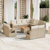 vidaXL Garden Sofa Set Beige PE Rattan Large Modular Garden Sofa Set