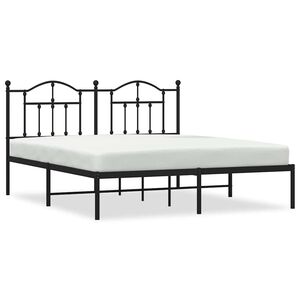 vidaXL Bed Frame Black Powder-Coated Steel Full Bed Frame Rectangular