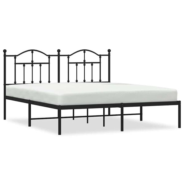vidaXL Bed Frame Black Powder-Coated Steel Full Bed Frame Rectangular