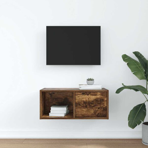 vidaXL TV Cabinet Smoked Oak Engineered Wood Small TV Cabinet
