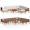 vidaXL Garden Lounge Set Cream, Wood Solid Acacia Wood Large Modular
