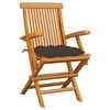 vidaXL Patio Chair Set of 6 Taupe, Teak Solid teak wood, 100% polyester