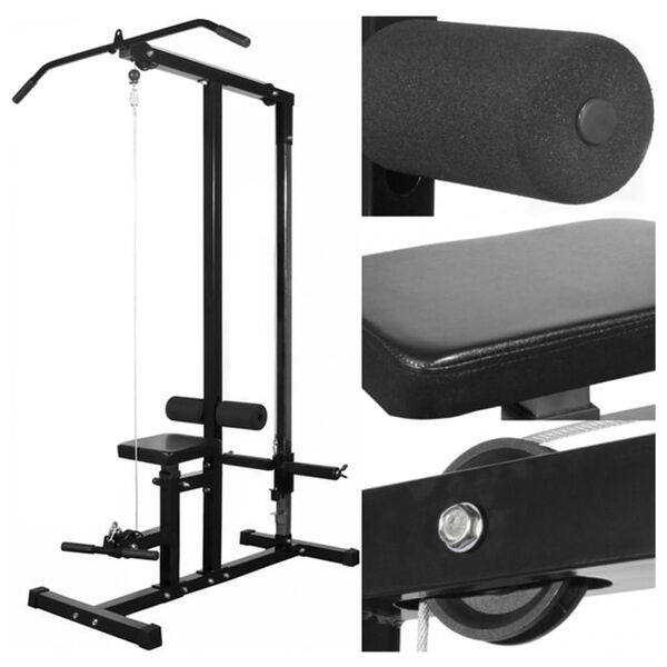 vidaXL Power Tower with Barbell and Dumbbell Set 67.2 lb (90136+90377)