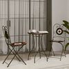 vidaXL Mosaic Bistro Set Terracotta and White Powder-coated iron and ceramic