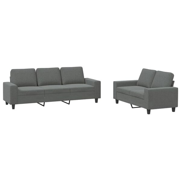 vidaXL Sofa Set Dark gray Polyester 2-Seater Sofa Set Rectangular