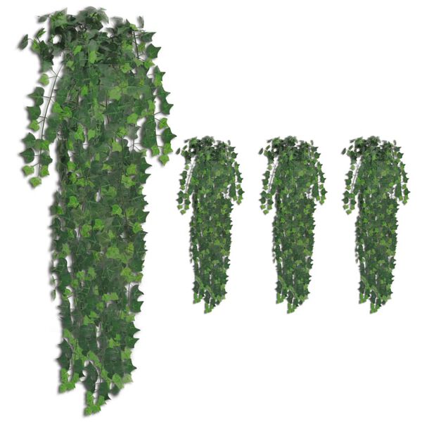 vidaXL Artificial Plant Set of 4 Green Plastic 35.4 in tall