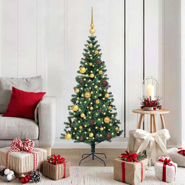 vidaXL Artificial Pre-lit Christmas Tree Green 59.06 in PVC and Metal