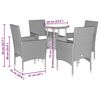 vidaXL 5 Piece Patio Dining Set with Cushions Grey Poly Rattan and Acacia