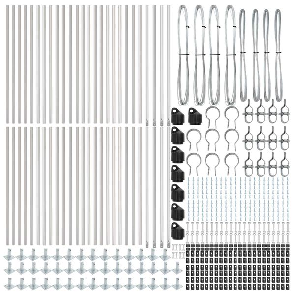 vidaXL Fence Post Other 52 pcs Grey 1.26 x 1.26 x 35.43 in Steel