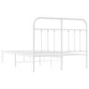 vidaXL Bed Frame White Powder-Coated Steel Small Double Bed Frame