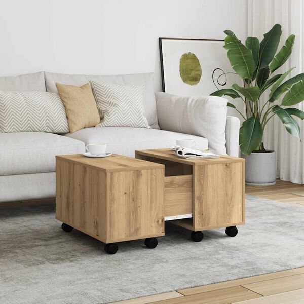 vidaXL Coffee Table Artisan Oak Engineered Wood 23.6x23.6x15.0 in