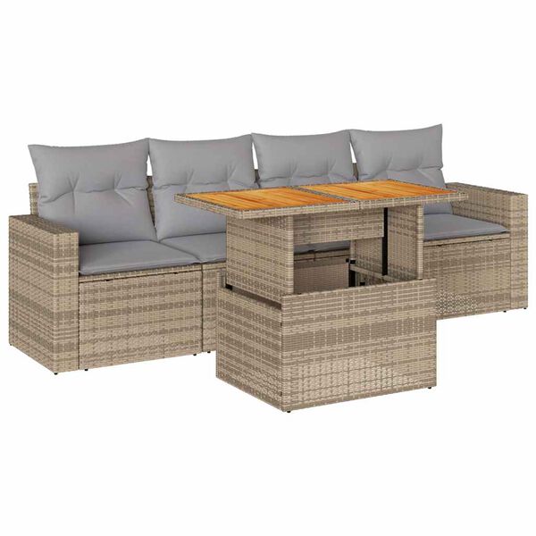 vidaXL Garden Sofa Set Beige, Light Grey