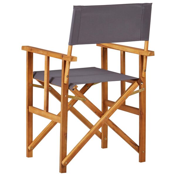vidaXL Director Chair Brown frame, dark grey fabric