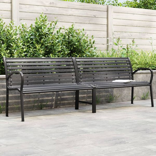 vidaXL Twin Patio Bench Black 90.9" Steel and WPC