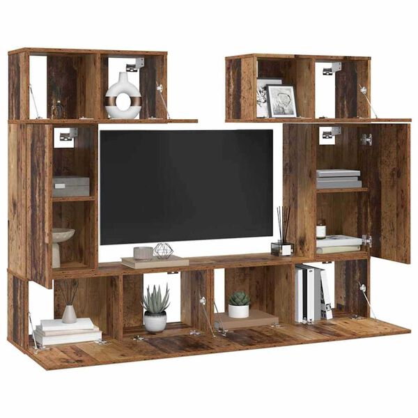 vidaXL TV Cabinet Set Wall-mounted 6 pcs Old Wood Engineered Wood