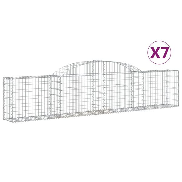 vidaXL Gabion Basket Set of 7 Silver Galvanized iron